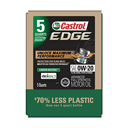 Castrol Edge 0W-20 Advanced Full Synthetic Motor Oil, 5 Quart, Eco Pack (Pack of 2)