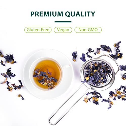 Soeos Butterfly Pea Flower Tea, 2oz (Pack of 1), Whole Butterfly Tea, Naturally Sweet Herbal Tea, Caffeine Free Tea, Butterfly Tea