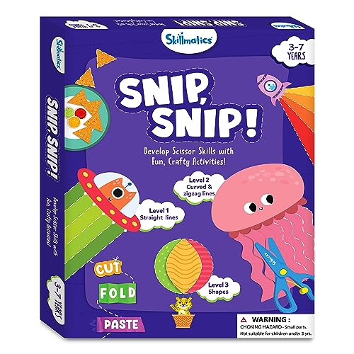 Skillmatics Art & Craft Kit - Snip, Snip Animals, Practice Scissor Skills with Activity Book, Fun & Creative, Gifts for Toddlers, Girls & Boys Ages 3, 4, 5, 6, 7