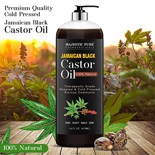 Majestic Pure 100% Pure Rosemary Oil For Hair Growth Infused With Biotin | Hair Strenghtening Treatment | Nourishing & Volumizing | With Jojoba Oil & Castor Oil | Non GMO Verified | 2fl oz