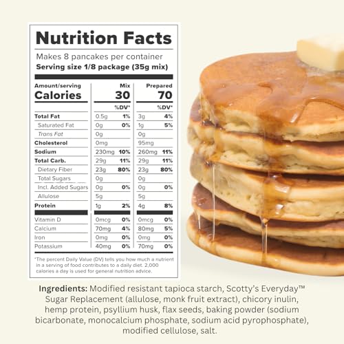 Scotty's Everyday - Keto Pancake and Waffle Mix - 1g Net carbs, 0g Added Sugar, Gluten-Free, High Fiber - No Nut Flours - 9.08oz, Pack of 1