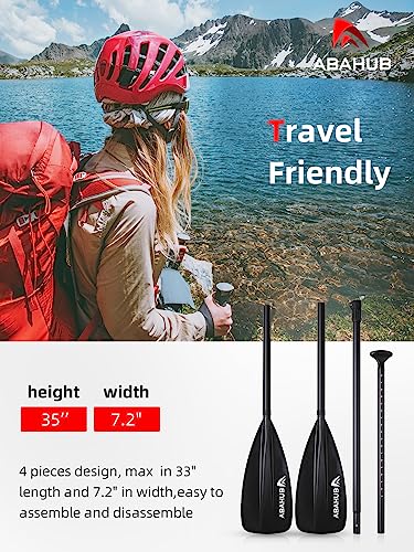 Abahub SUP Paddles - 3 Piece Adjustable Stand up Paddle - Lightweight Oar for Paddleboard, Aluminum Alloy PU Coated Shaft 68" - 86", Black Plastic Nylon Blade