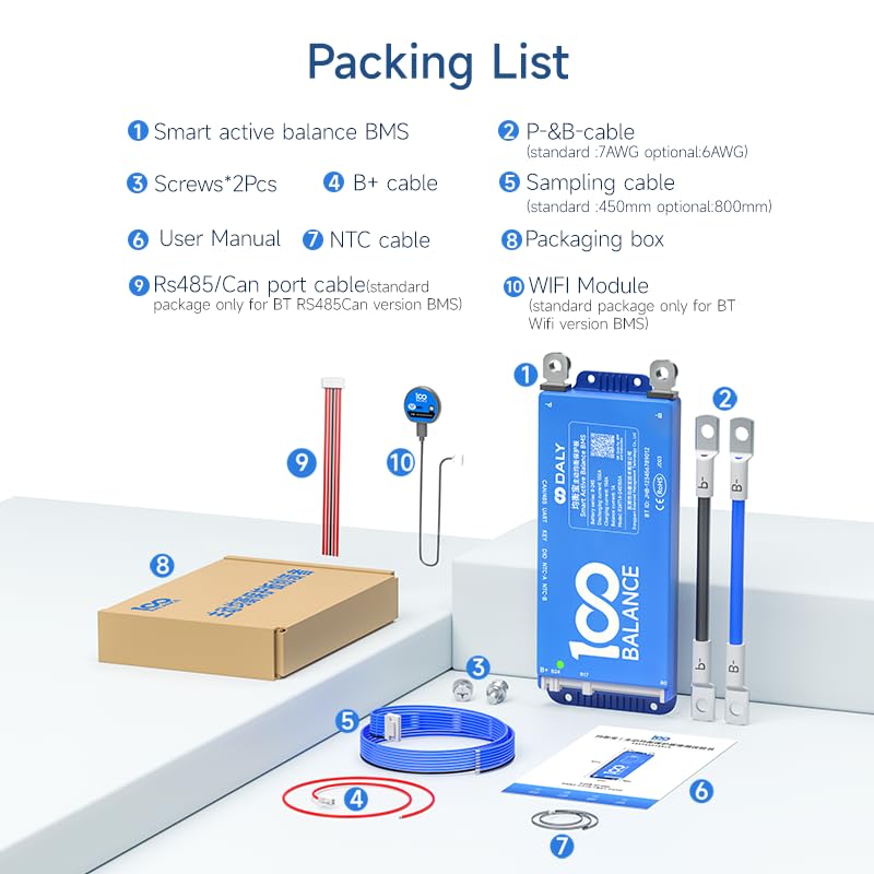 100BALANCE 80A 4S-8S Smart BMS Srandard Version with Active Balancer and Build-in Bluetooth APP/UART for Lithium Battery NCM/LFP/LTO Pack