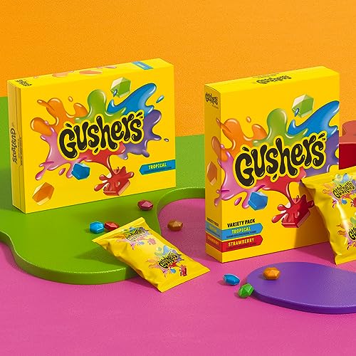 Gushers Fruit Flavored Snacks, Tropical, Gluten Free, 0.8 oz, 6 ct (Pack of 10)