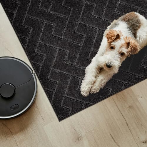 PURRUGS Easy Care Area Rug 4.5ft x 7ft, Non-Slip Machine Washable Entry Rug, Dog Door Mat, Pet Rug, Stain Resistant Accent Rug for Hallway, Bedroom, Living Room and Mudroom, Burgundy Red