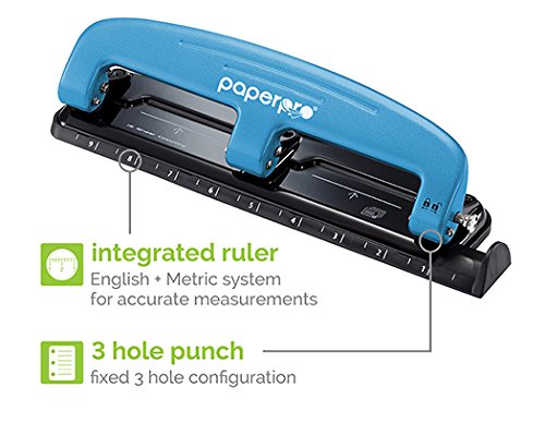 Bostitch Office EZ Squeeze™ Reduced Effort 3-Hole Punch, 12 Sheets, Blue (2103), 12 Sheet Blue