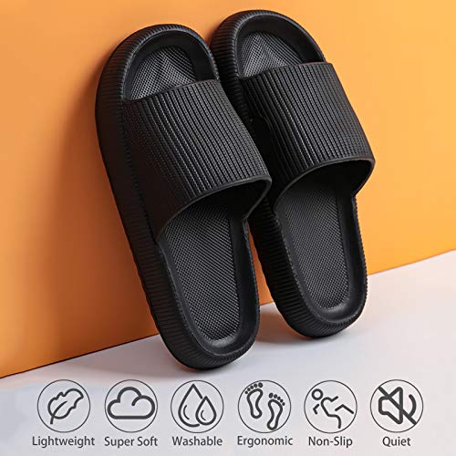 rosyclo Cloud Slippers for Women and Men, Massage Shower Bathroom Non-Slip Quick Drying Open Toe Super Soft Comfy Thick Sole Home House Cloud Cushion Slide Sandals Shoes, Avocado Green
