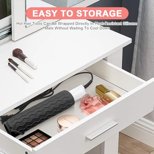 Suafrnut Plus Size Silicone Heat Resistant Mat, Portable Travel Hot Tools Pad Cover for Curling Iron, Flat Iron, Hair Straightener and Other Hair Styling Tools(12.0" x 9.0")