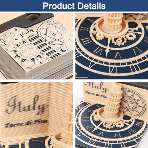 3D Memo Pad Time Piece Calendar 2024, 3D Art Calendar 2024 Desk Calendar with LED Light, DIY Creative Cherry Blossom Tree Paper Carving Calendar Memo Pad Desktop Decoration green