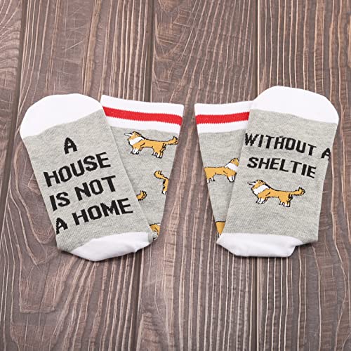 PXTIDY 2 Pairs Sheltie Socks Sheltie Dog Lover Gift A House Is Not A Home Without A Sheltie Socks Shetland Sheepdogs Gift