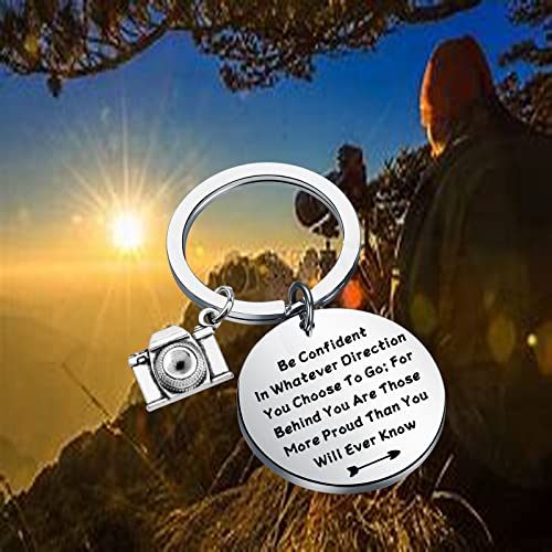 LQRI Camera Keychain Photographer Gift Be Confident In Whatever Direction You Choose To Go Keychain Camera Gifts Future Photographer Gift (silver)