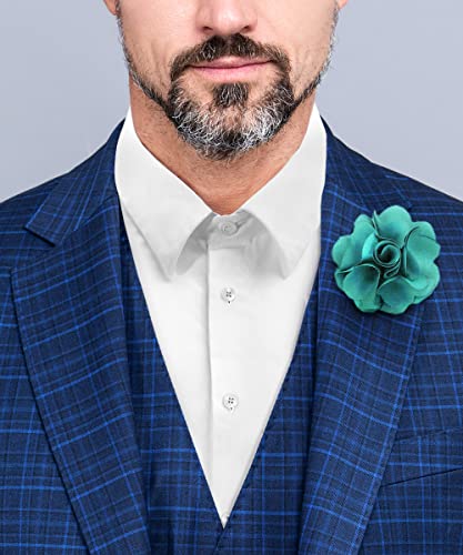 Vittorio Vico Men's Formal Solid Color Flower Lapel Pin - Brooch, Boutonniere for Men (Peach)