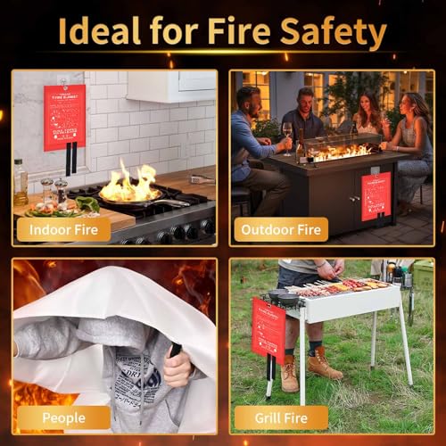 conglow Emergency Fire Blanket, 1Pack Fire Blanket for Home and Kitchen, Fiberglass Fire Extinguisher Blanket, Suppression Flame Retardant Blanket Fire Safety Blanket for Fireplace (1 Pack)