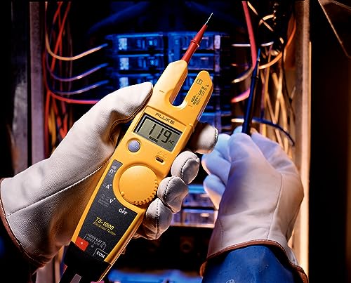 Fluke T5-1000 Voltage, Continuity and Current Tester, OpenJaw Design For Current Measurements Without Metallic Contact, Includes Detachable Slim Reach Probe Tips, Auto Selects AC or DC Voltage