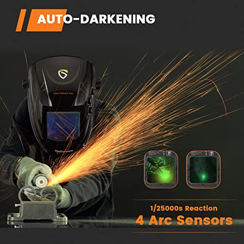 GoGonova 3.94”×3.82” Welding Helmet Auto Dark, Solar Powered Welding Hood, Auto Darkening Welding Helmet 4 Arc Sensor DIN 5-9/9-13 for MIG, TIG, ARC