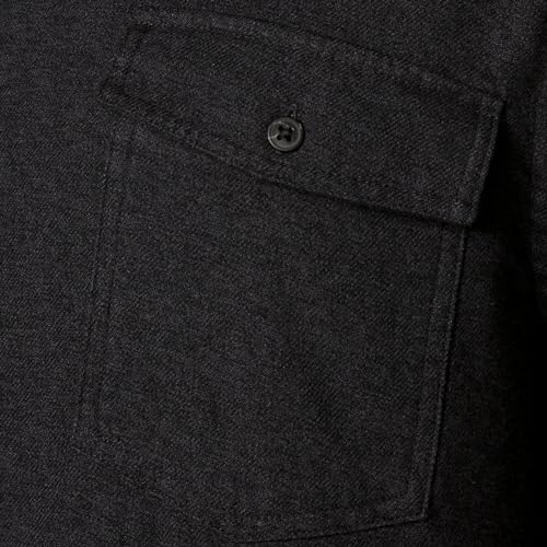 Amazon Essentials Men's Slim-Fit Long-Sleeve Two-Pocket Flannel Shirt, Black, Small