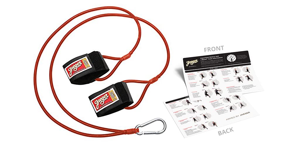 Jaeger J-Bands Resistance Bands for Baseball and Softball Pitchers. Baseball Pitching Trainer and Arm Trainer. Baseball Bands for Throwing. Baseball Training Equipment and Laminated Instruction Sheet