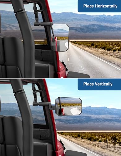 JOYTUTUS Wrangler Mirrors Doors Off Compatible with Wrangler JK & Unlimited 2007-2018, Wrangler JK Side Mirrors with Doors Off Wider View No Vibrate & Wobble (NOT FIT Wrangler JL), Patent Pending