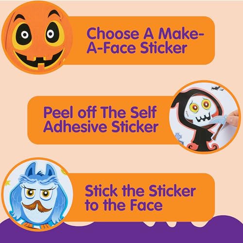 JOYIN 36 Pcs Halloween Make a Face Stickers for Kids, Halloween Crafts Party Supplies, Halloween Party Favor, Funny Stickers with 9 Designs, Halloween Games Classroom Art Activities Goodies Treats