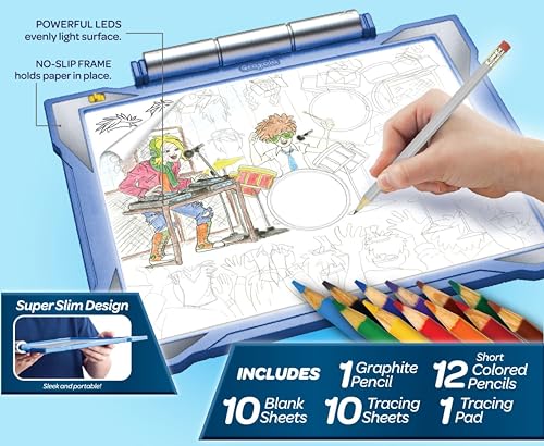 Crayola Light Up Tracing Pad - Blue, Tracing Light Box for Kids, Drawing Pad, Toys for Kids, Holiday Gift for Boys & Girls, Ages 6, 7, 8