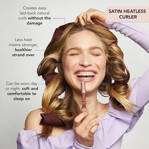 Kitsch Satin Heatless Curling Set - Overnight Hair Rollers for Soft Curls, Curling Rod Headband, Hair Curlers - Aura