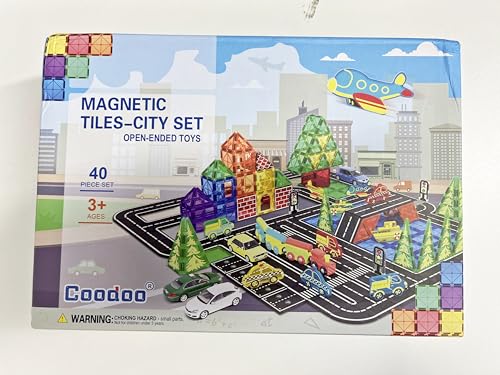 Magnetic Tiles City Road Set Kids Toys Sensory Games for 3 Year Old Boys and Girls, Magnetic Blocks for Kids Age 3-5 4-8 Classroom Must Haves Preschool Learning Outdoor Toys