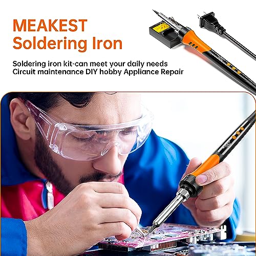 90W 110V LCD Soldering Iron, Soldering Iron Kit, 10-in-1 Soldering gun Tool, 5 Soldering Iron Tips, Solder Wire, Solder Paste, Adjustable Temperature Range 180-480°C