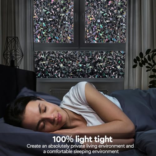 Finnez Window Privacy Film Window Film 3D No Glue Glass Sticker for Glass Door Home and Office Heat Control Anti UV 11.8 x 78.7 inches