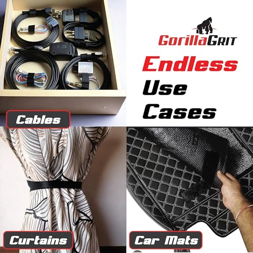 Self-Adhesive Hook and Loop Tape Strips - 1 x 4 inch Wide Straps - Heavy Duty Sticky Back Tape Fastener - 15 Strips (Black)