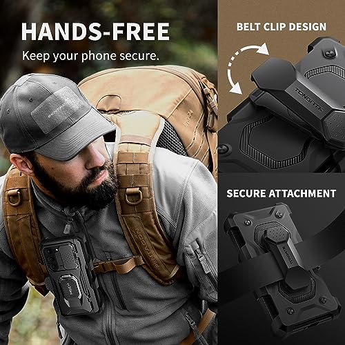 TONGATE for Z Fold 5 Case with Ring Stand, Built-in Z Fold5 S Pen Holder, Shockproof Rugged Phone Case with Screen Protector & Slide Camera Cover & Belt Clip for Samsung Galaxy Z Fold 5 2023, Black