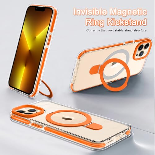 ISBDIWKN for iPhone 12 Pro Max Case/iPhone 13 Pro Max Case with Magnetic Ring Kickstand [Compatible with MagSafe] [Not-Yellowing] Shockproof Slim Clear Cover Case for iPhone 12/13 Pro Max 6.7",Green