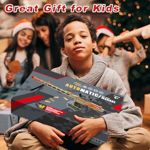 ToyerBee Toy Gun for Boys, Shell Ejecting Foam Blasters for Kids Ages 8-12, Automatic & Manual Sniper Rifle with Large Capacity Magazine and 30 Soft Bullets, Gifts for Boys Girls Birthday Christmas