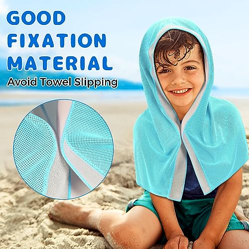 Sukeen Mini Cooling Towels for Neck and Face, Cooling Hoodie Towels for Kids, Lightweight Soft Breathable Cooling Hooded Towel Kids for Sports, Exercise, School and More Activities, Macaron Blue