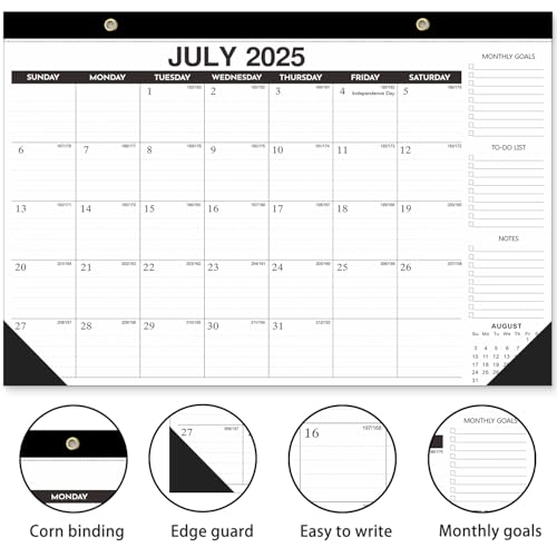Kyweel 2025-2026 Desk Calendar, 12 Month Desk Calendar/Wall Calendar Combo, 17" x 12", July 2025-June 2026, Highlight Holidays, Planning Calendar, Thick Paper