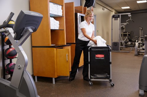 Rubbermaid Commercial Products, Collapsible X Cart, Black, Steel 4 Bushel Bin, Commercial Laundry Cart with Wheels for Hotel/Nursing Home/Home/College Easily Move Laundry/Supplies/Groceries