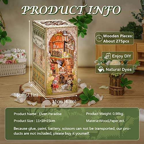 CUTEBEE DIY Book Nook Kit for Adults, DIY Wooden Miniature House Dollhouse Kit Ancient Chinese Landscapes Bookshelf Insert Decor Booknook Model Build Gift Kit with LED Light (Su Dongpo's Life)