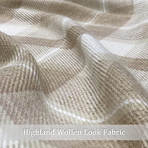 always4u 100% Blackout Plaid Curtains for Bedroom Living Room Woolen Look Sage Green Tartan Grommet Thermal 2 Panels 45 * 95 Sage Green