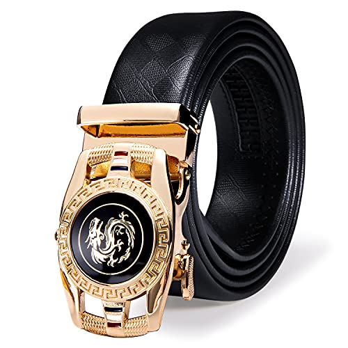 Dubulle Belt for Men Eagle Ratchet Automatic Buckle Designer Emnossed 1 3/8 Leather Gift Business Casual