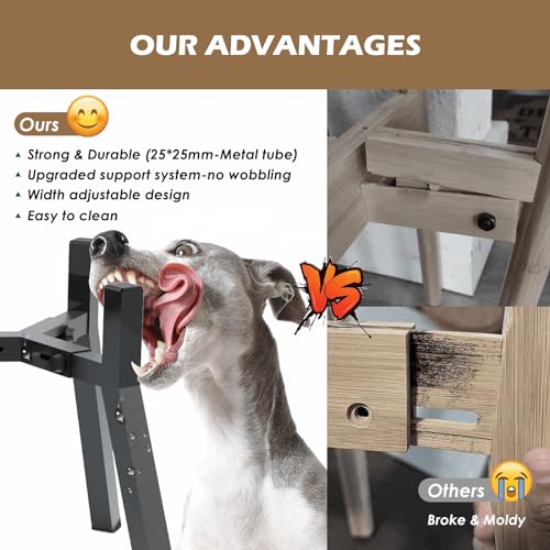 TIDANT Adjustable Raised Dog Bowl Stand for Large & Medium Dogs, 11" Tall Raised Dog Food & Water Bowl Holder, Fits 7-10.6" Wide Bowls, 2-in-1 Design,Elevated Dog Bowl Stand, Bowl Not Included