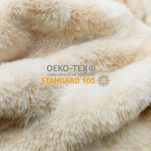 blunique Faux Fur Blanket Extra Soft, Luxury Dual-Sided Faux Fur Throw Blanket, Flannel and Faux Fur Blend, Luxury Furry Throw Blanket for Couch,50x60 Inches