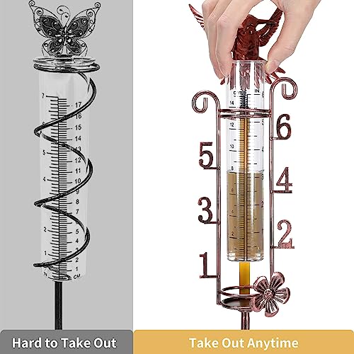 APSOONSELL Rain Gauge Large Number, 32" Copper Rain Gauges Outdoor, 7" Capacity Rain Gauge with Metal Stake for Garden Yard Lawn Decoration