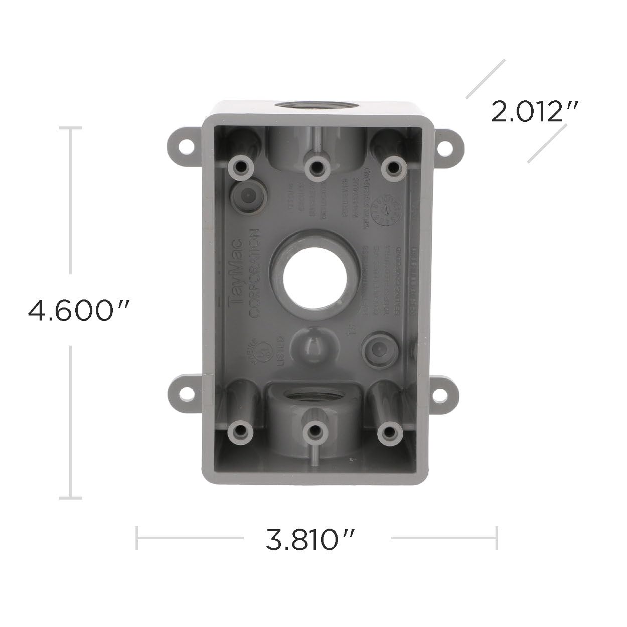 BELL PSB37550GY Single-Gang Weatherproof Three 1/2 in. or 3/4 in. Threaded Outlets, 2 in, Gray