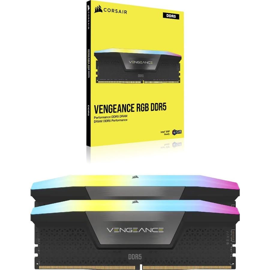CORSAIR VENGEANCE RGB DDR5 RAM 32GB (2x16GB) 6000MHz CL40 Intel XMP iCUE Compatible Computer Memory - Black (CMH32GX5M2B6000C40)