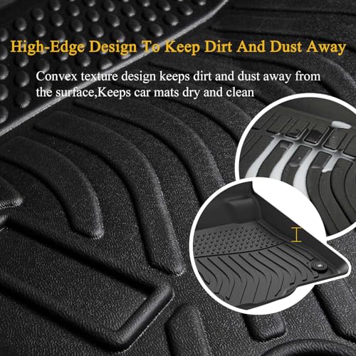 Jenofa-Floor Mats for Santa Fe 2024 2025 (Gas Only) Waterproof All Weather Car Mats Custom Fit Santa Fe Durable TPE Rubber High Edge Protection Floor Liner for 2024 Santa Fe Accessories Black