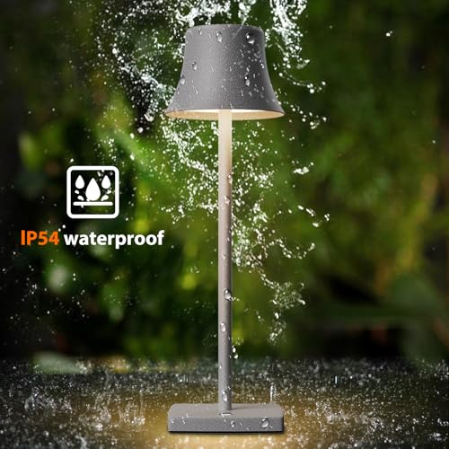 YIBEN Cordless Table Lamp, Rechargeable LED Battery 5000mAh USB Portable Powered Desk Lamp 3 Levels Brightness Light for Restaurants Bedroom Outdoor (2Pack Ferrous Gray)