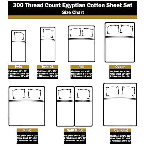 Superior Egyptian Cotton 300 Thread Count Bed Sheet Set, 1 Elastic Deep Pocket Fitted Sheets, 1 Flat Sheet, 2 Pillowcases, Soft Bedding, Luxury Sheets, Sateen Weave, King, Tan