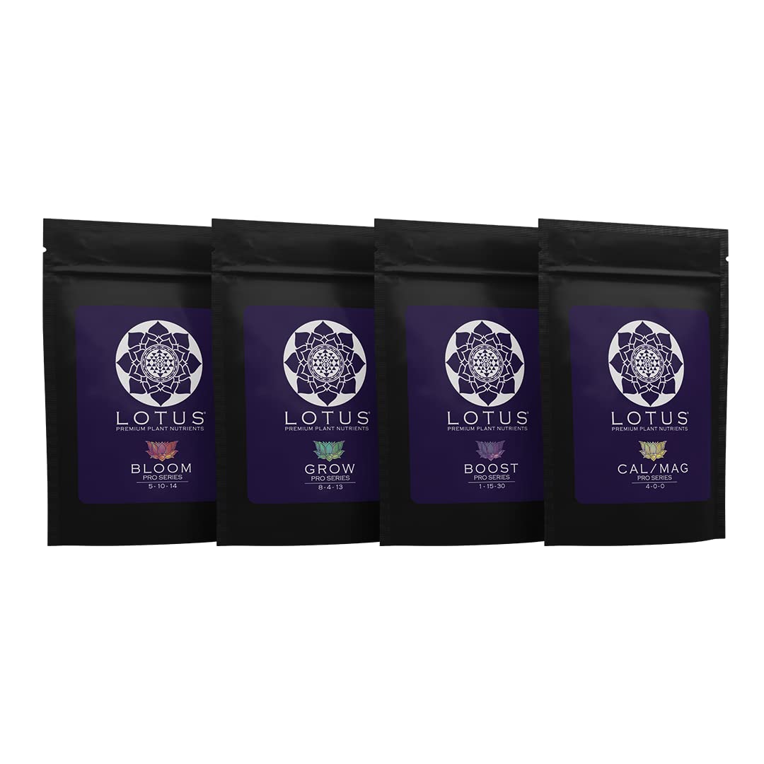 Lotus Nutrients - Pro Series - Powdered Plant Nutrients Intro Pack, Grow, Bloom, Boost, and Cal/Mag with Nitrogen Calcium and Magnesium for Hydroponics Coco Coir and Soil, Indoor and Outdoor Plants