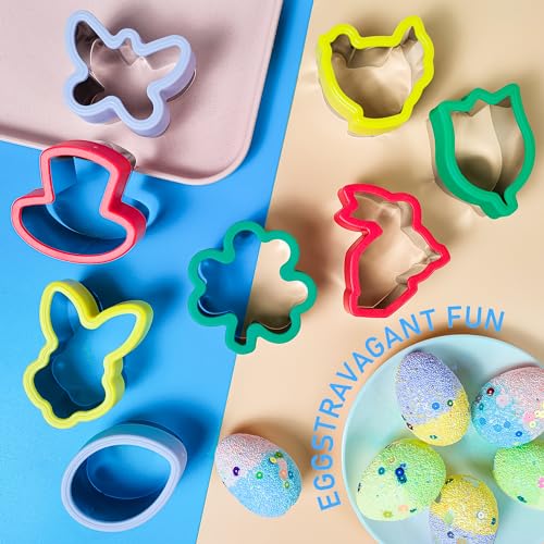 Sliafwh 8 Pcs Cookie Cutters, Biscuit and Uncrustable Maker - Bunny, Chick, Butterfly and More Animal Cracker Shapes