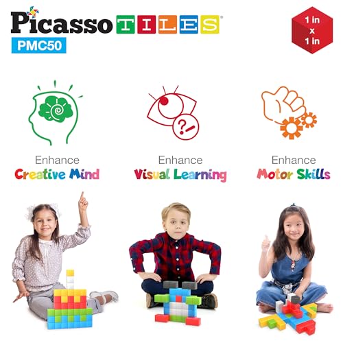 Picasso Cubes Magnetic Cube Puzzle 6-in-1 Vehicle Theme Pattern Magnet Brain Teaser Cubes Building Block 120 Pictures Toy Set Kids Ages 3 & Up Preschool Children Promotes Problem PMC24