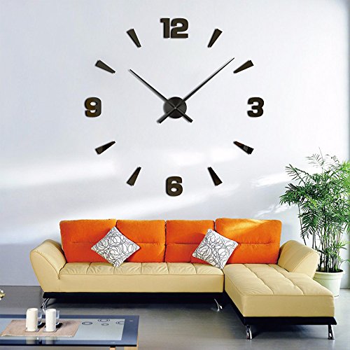 Timelike 3D Clock Hands, DIY Large Clock Hands Needles Wall Clocks 3D Home Art Decor Quartz Clock Mechanism Accessories (Black)